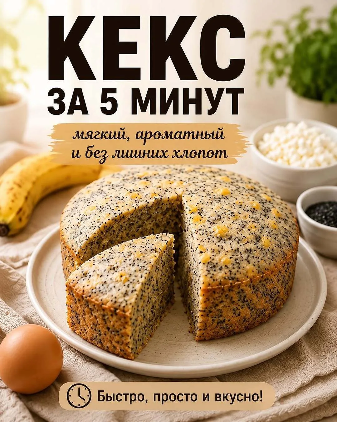 🧁 Кекс за 5 минут — когда хочется вкусного без долгих хлопот!
