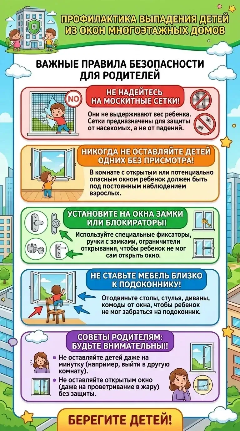 🌞 Профилактика выпадения детей из окон: будьте бдительны этим летом! 🚫🏠