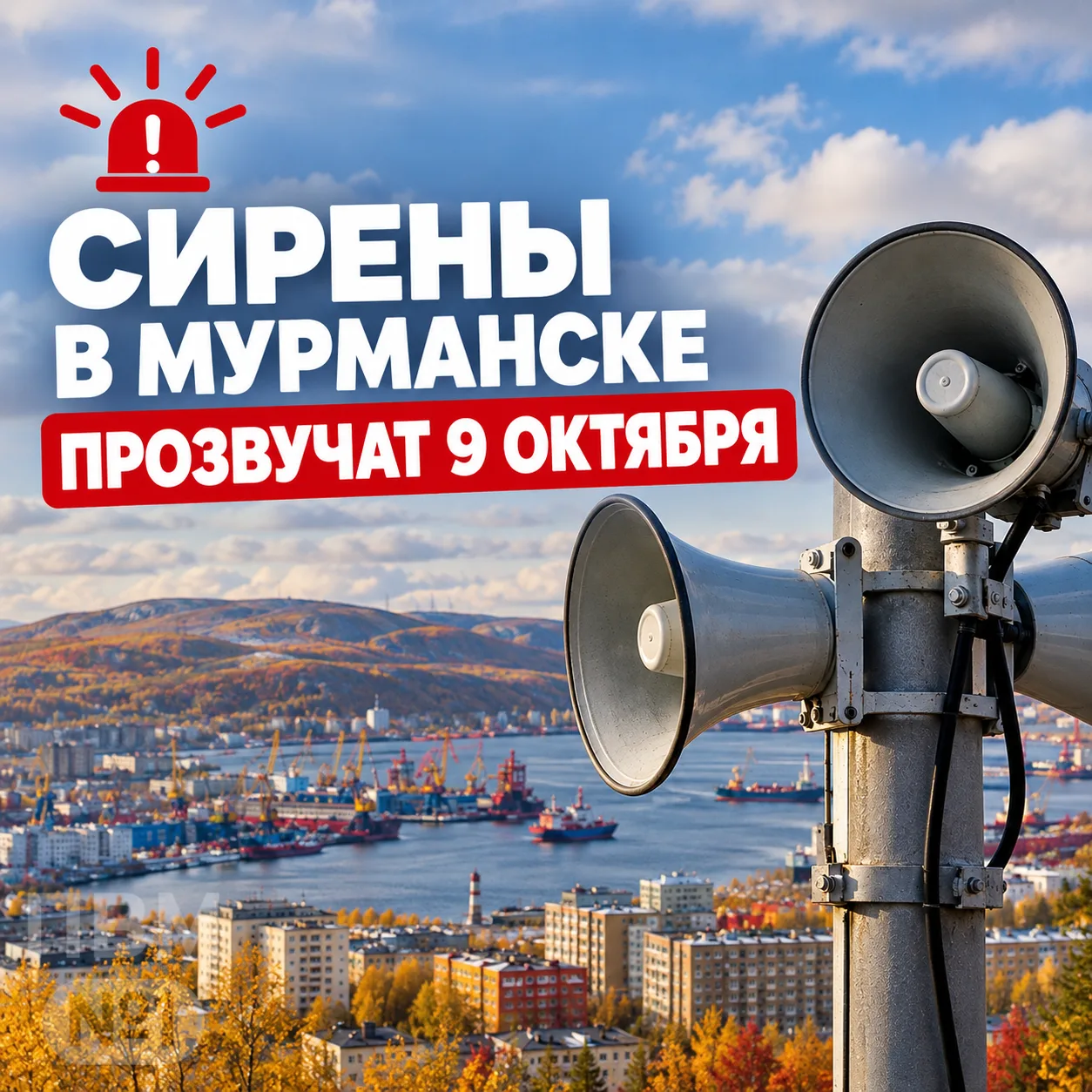 🔊 СИРЕНЫ В МУРМАНСКЕ ПРОЗВУЧАТ 9 ОКТЯБРЯ