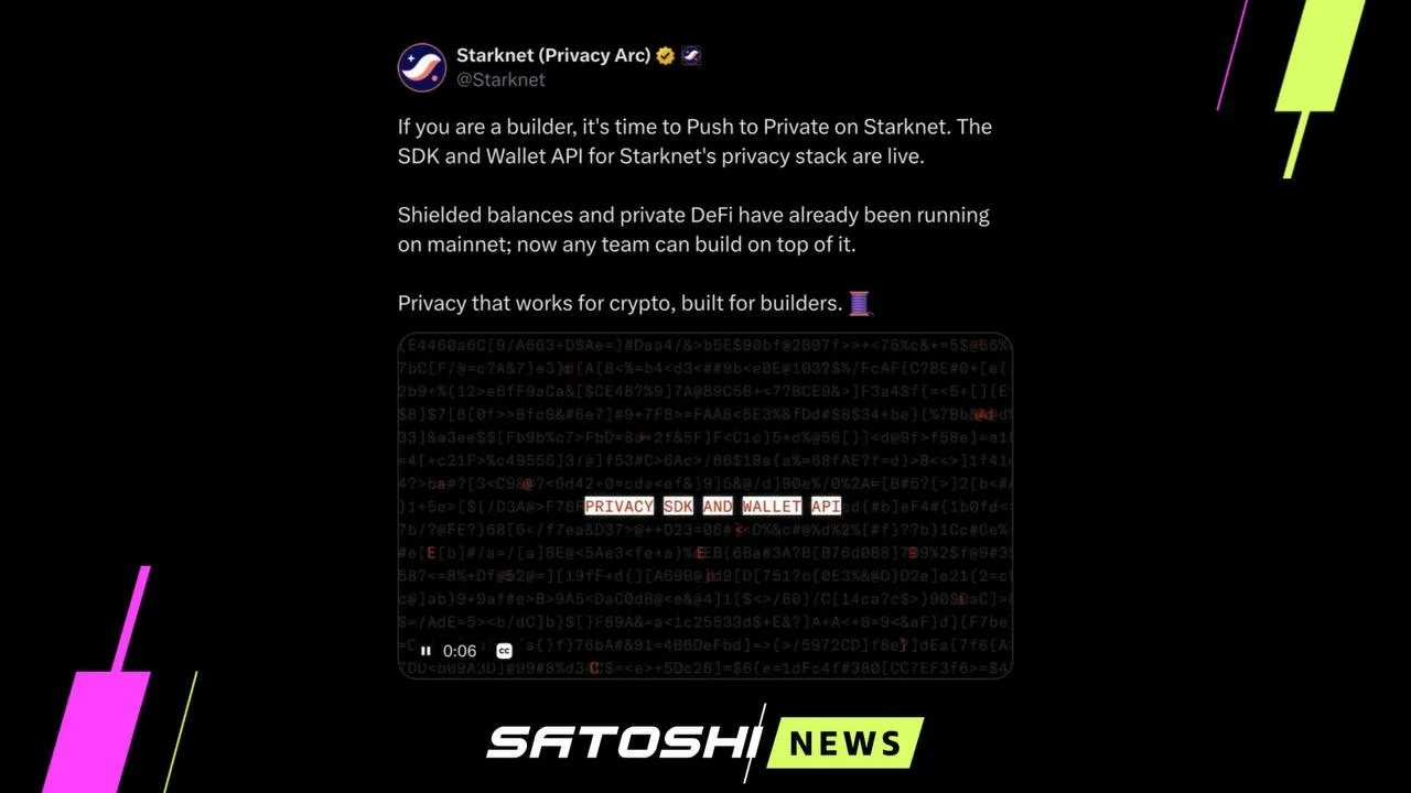 #Starknet #STRK
В Starknet объявили о запуске SDK и Wallet API для своего стека приватности

Скрытые