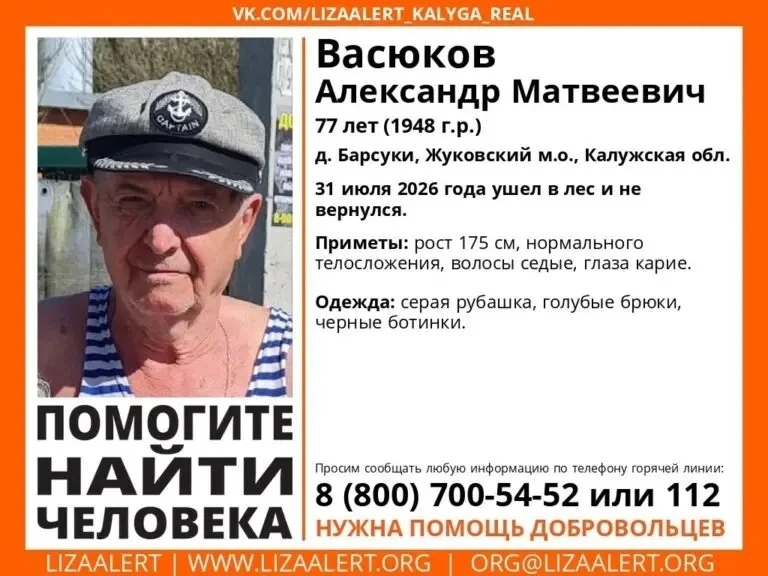 🚨 В Жуковском округе разыскивают пропавшего пенсионера

77-летний Александр Матвеевич Васюков из де