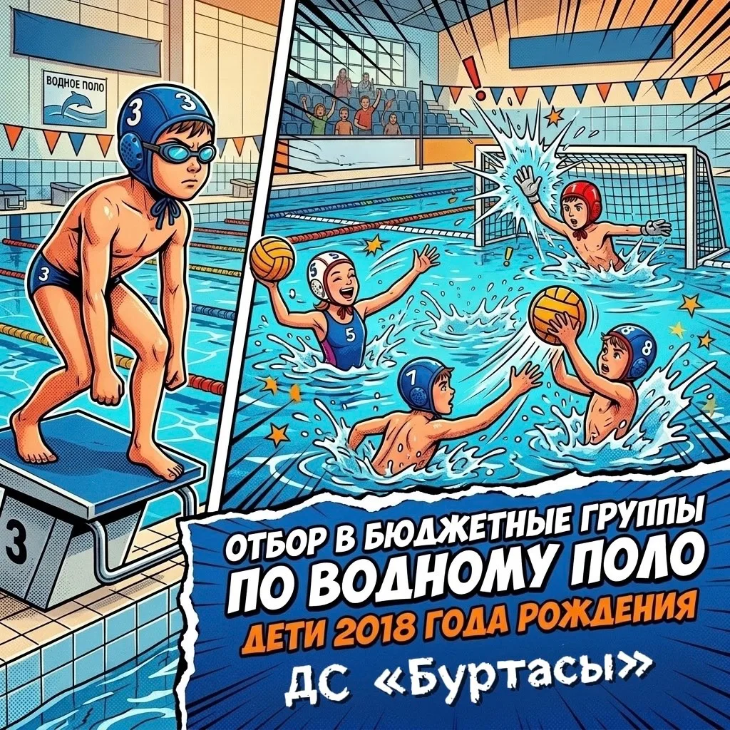 🔥 Отбор детей 2018 года рождения в группы водного поло открыт!