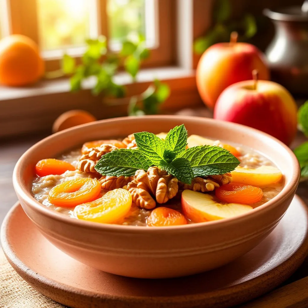 🍚 Кускусовая каша с яблоком, грецкими орехами и курагой