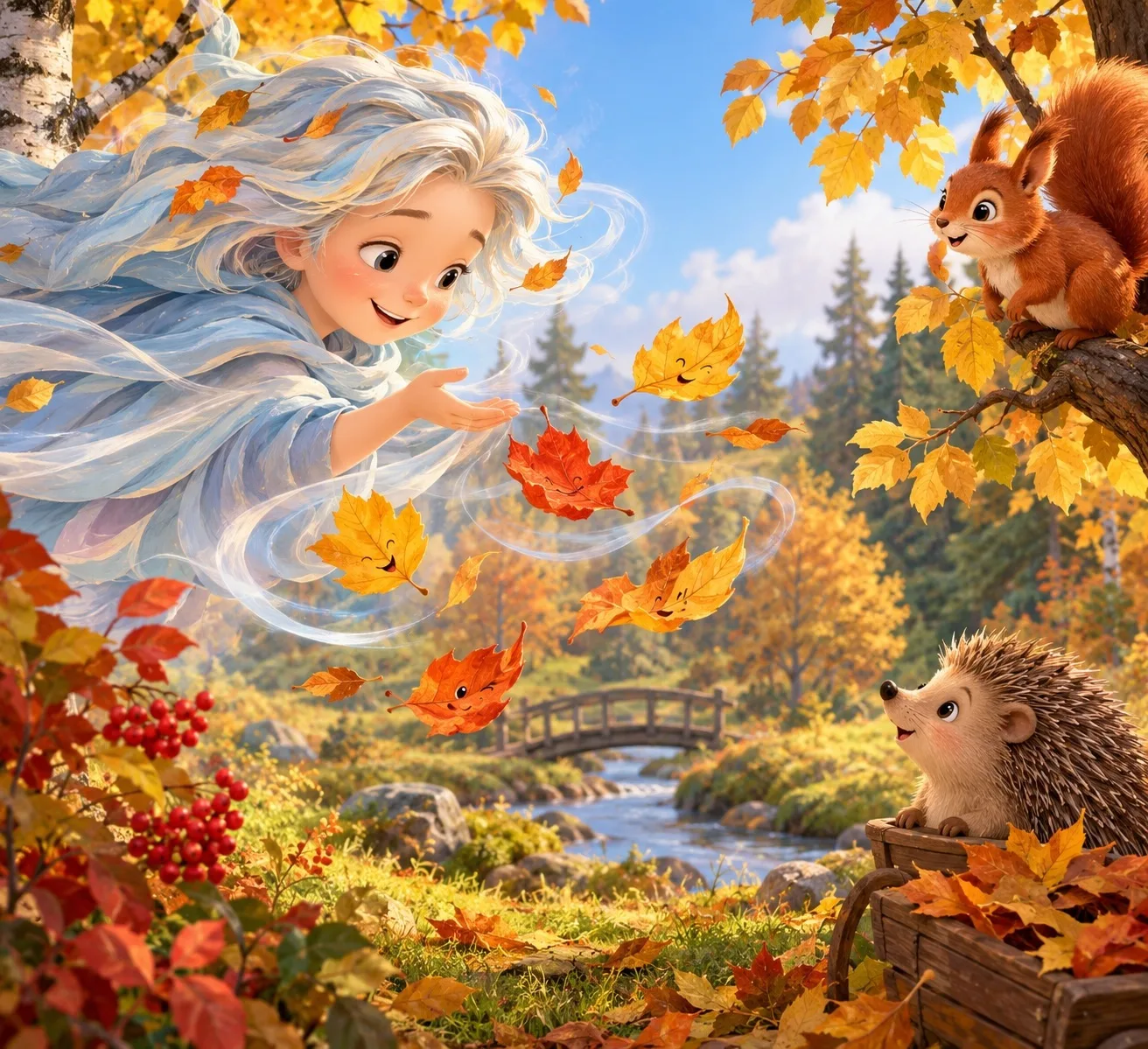 Как Осенний Ветер собирал листья в путешествие 🍂