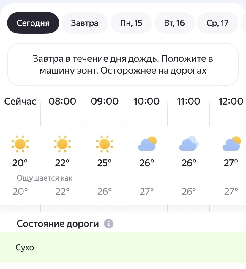 Прогноз погоды на сегодня