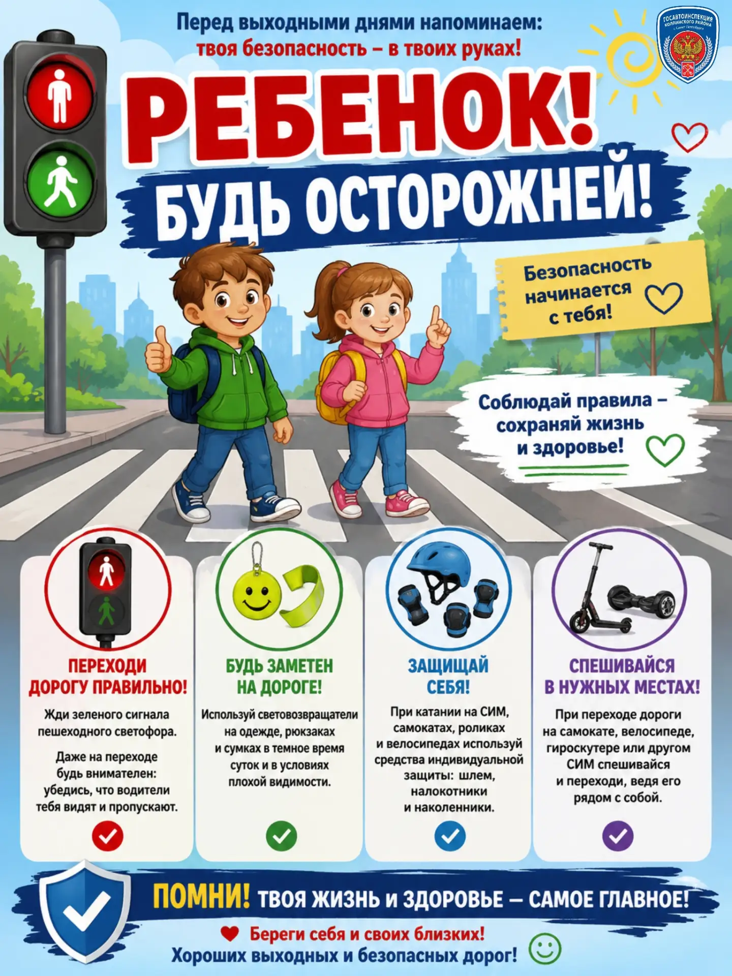 🚸 РЕБЕНОК! БУДЬ ОСТОРОЖНЕЙ!  В целях профилактики детского дорожно-транспортного травматизма, повыше