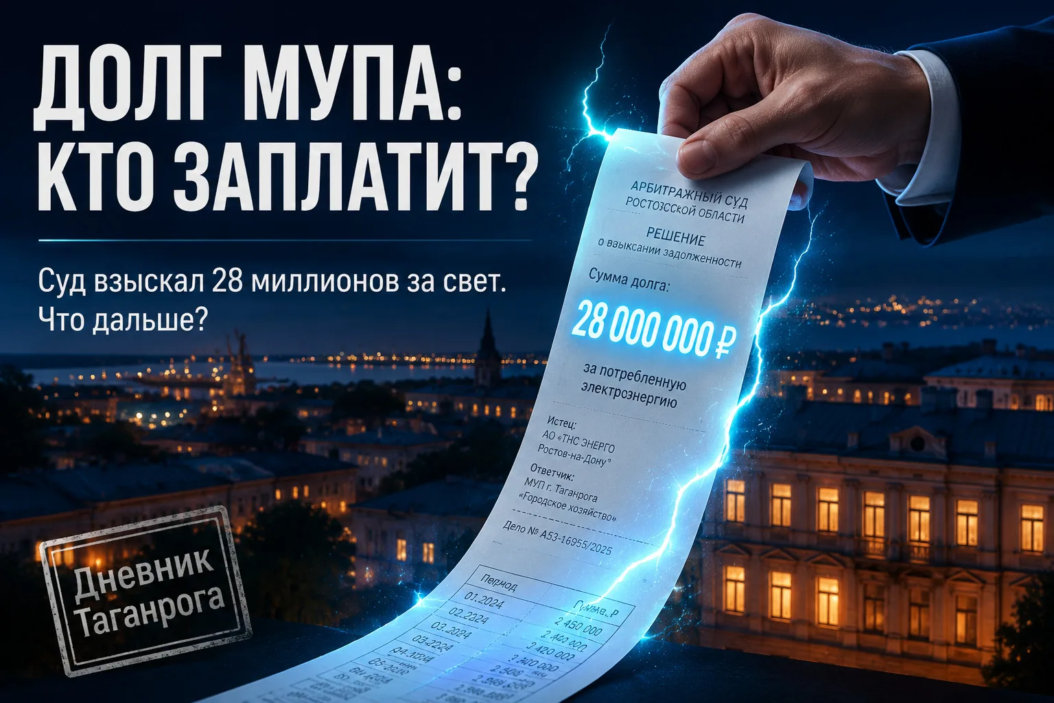 💡 Арбитраж взыскал 28 миллионов с МУП «Городское хозяйство» за электричество

В декабре 2025 года т