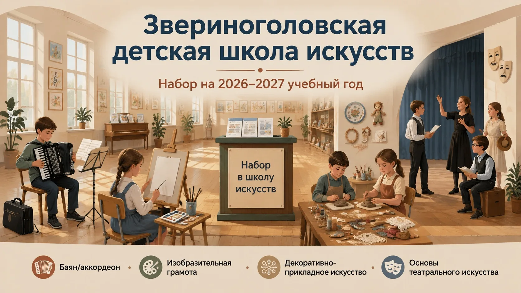 Продолжается набор в Звериноголовскую детскую школу искусств! 🎉