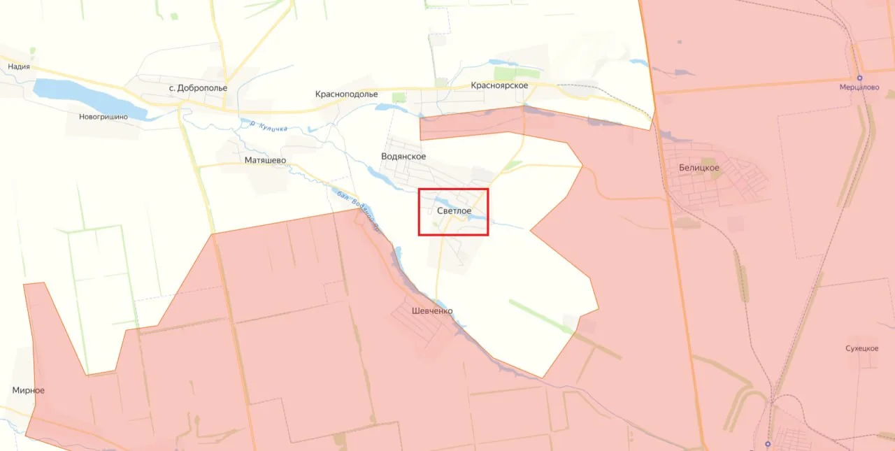 ❗️Крупное село Светлое (население более тысячи человек) к юго-западу от Белицкого в ДНР, перешло под