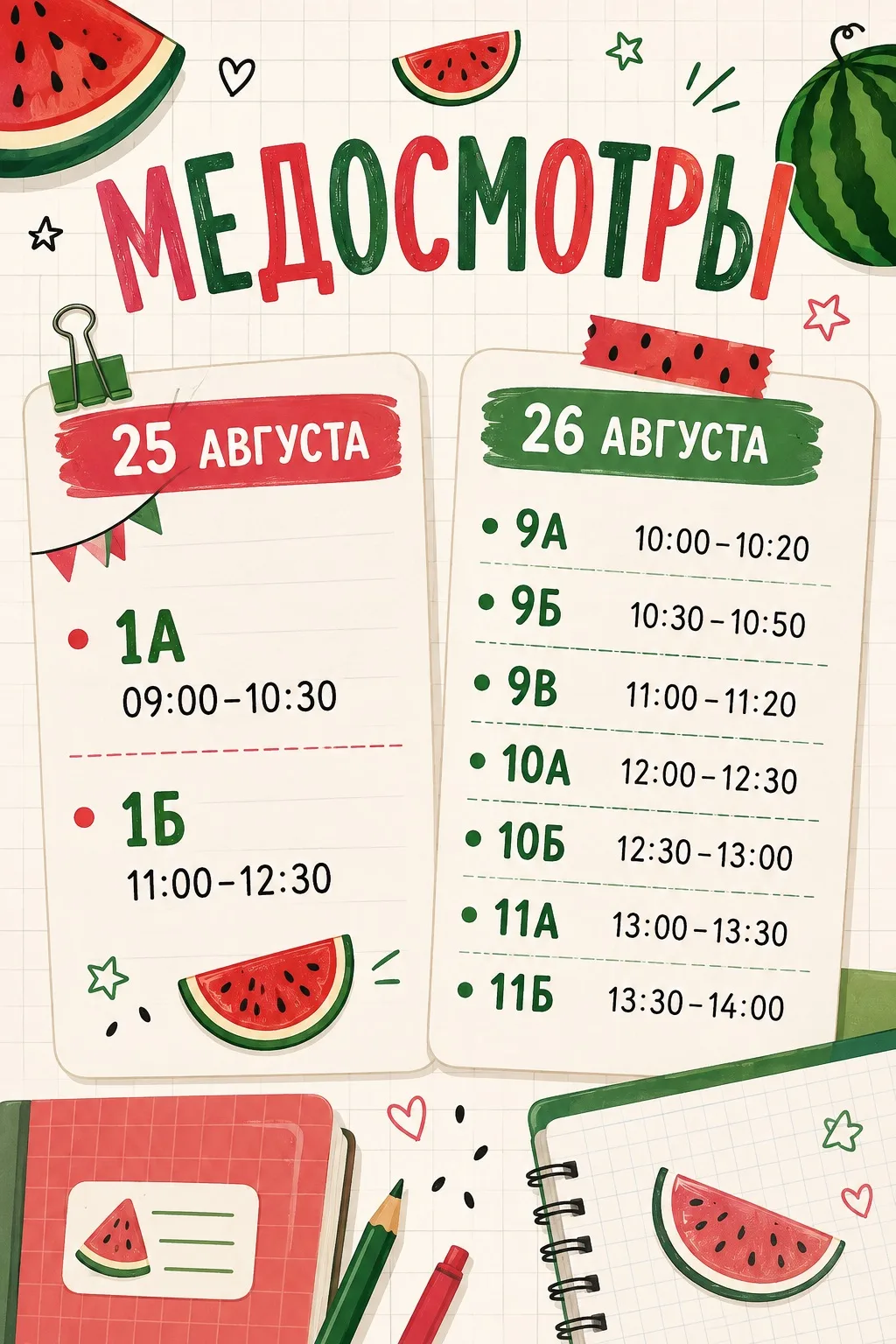 🩺 Скоро медосмотры, отправляйте сообщение одноклассникам, чтобы не потерять!