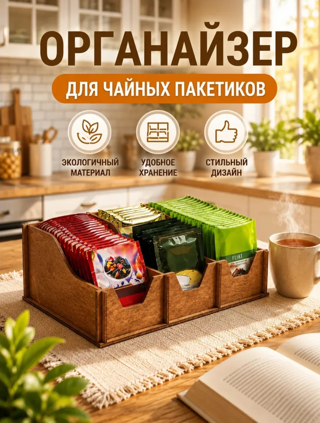 Эта полезная универсальная емкость идеально подходит для хранения различных видов чая, ...