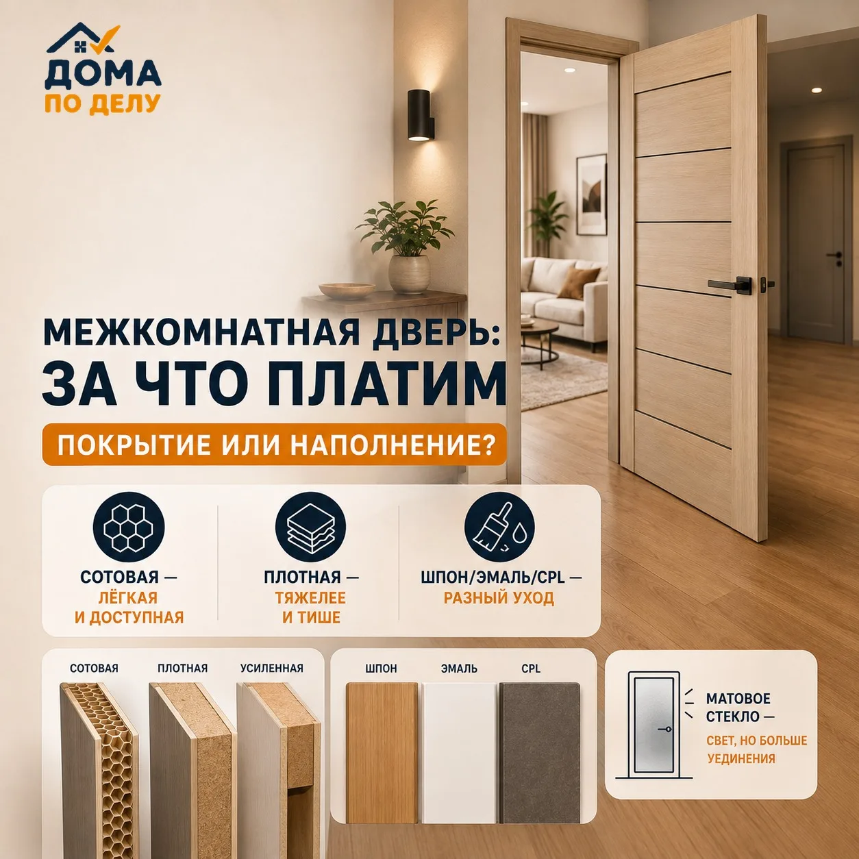🚪 Межкомнатная дверь: за что вы платите — за покрытие или за то, что внутри?