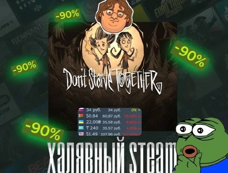 🤗 Кооп с братишками — Don't Starve Together получила скидку9️⃣0️⃣

Сражайтесь, фермите, стройте и и