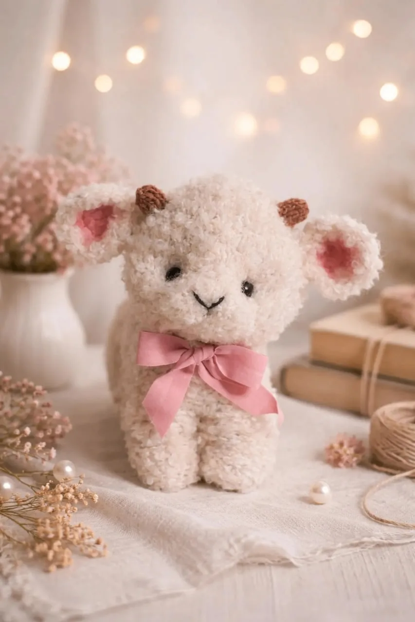 Вязаный спицами барашек Little lamb от GrayBearAkswokrat