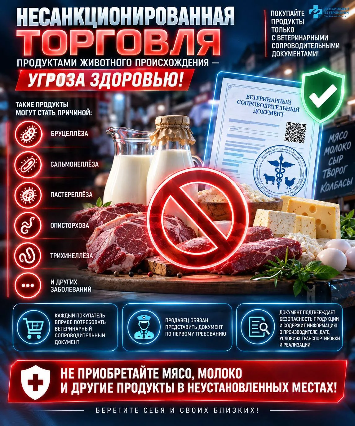 ❗Опасность приобретения мясной и молочной продукции без ветеринарных сопроводительных д...