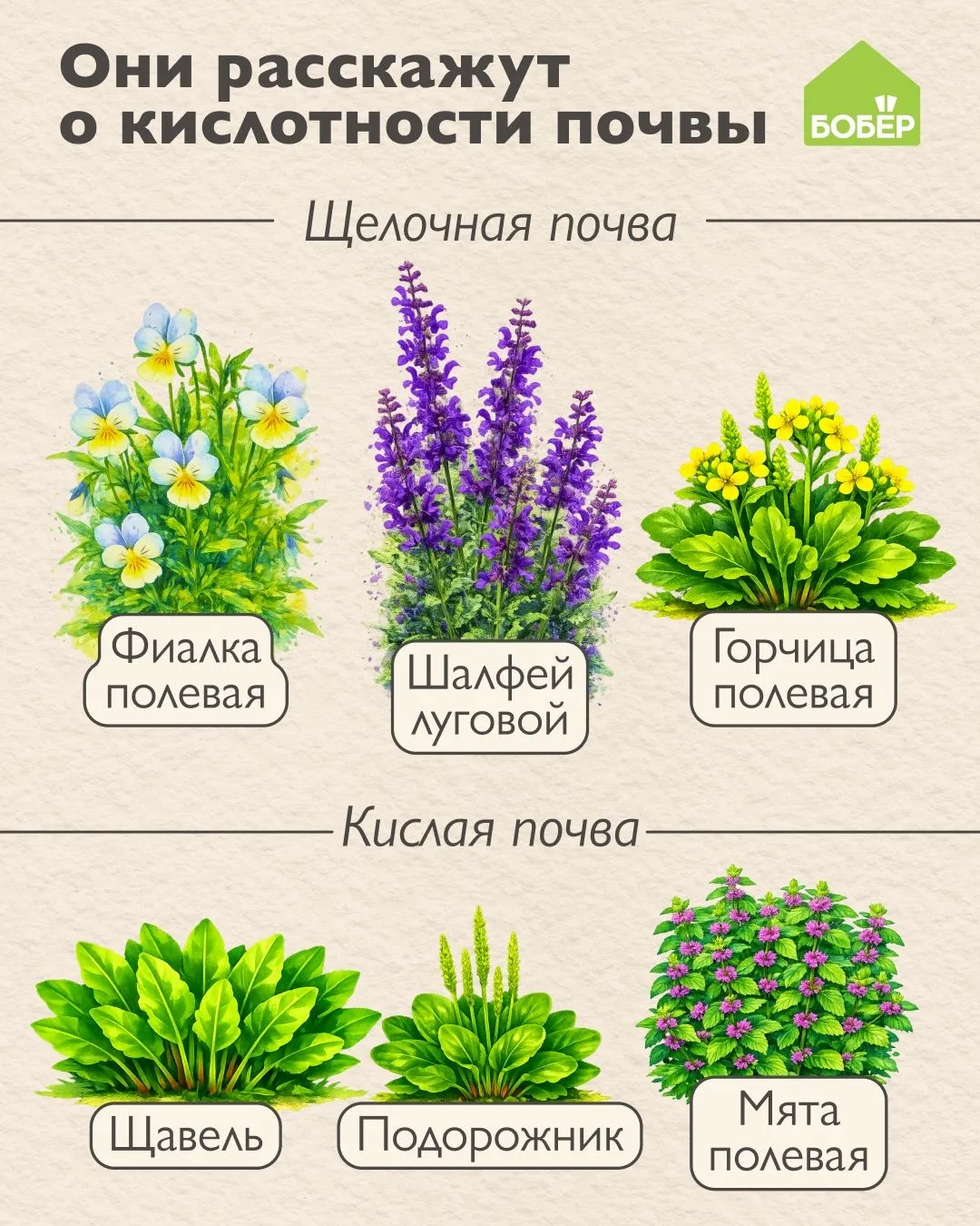 Узнаём об уровне кислотности почвы по растущим на ней культурам 👍