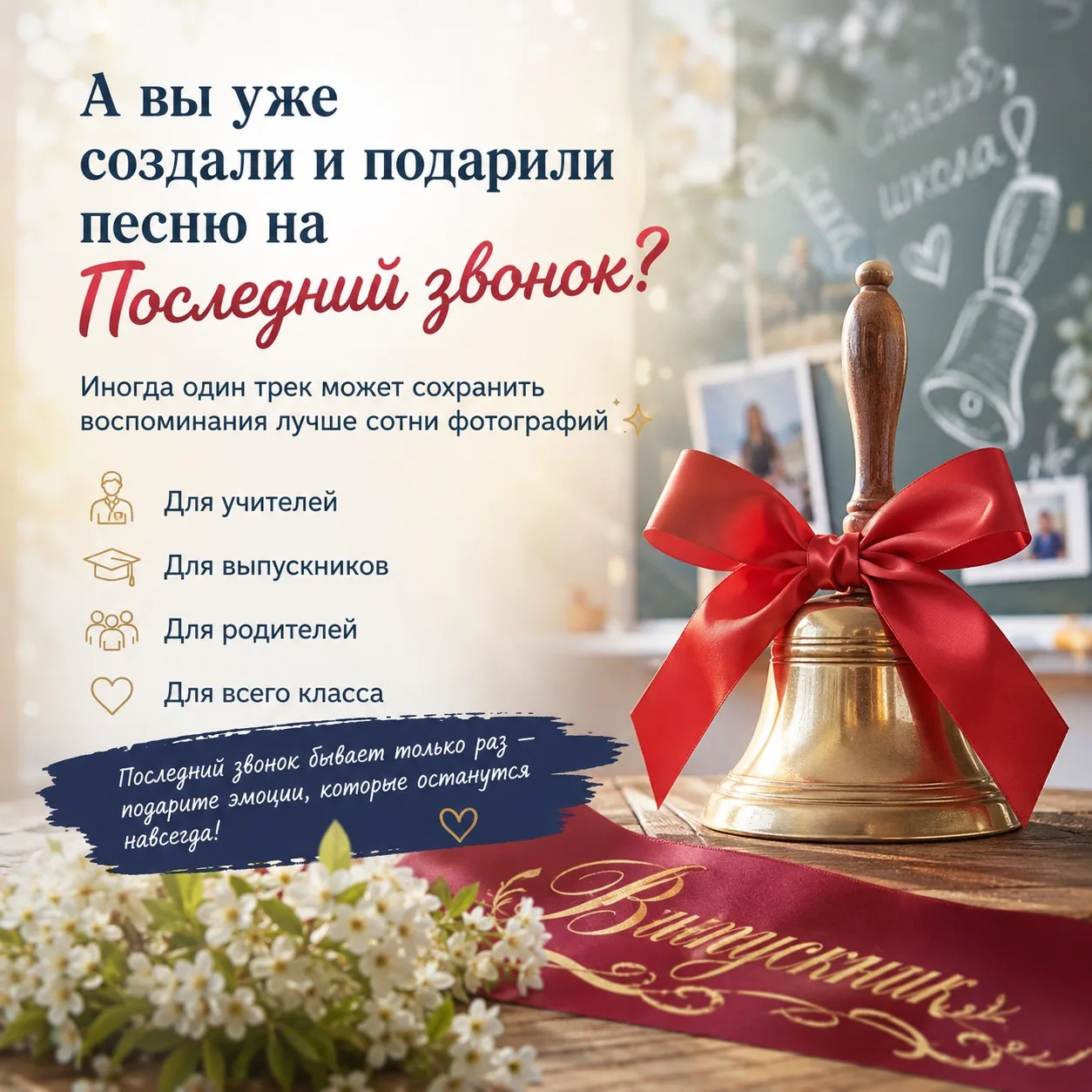 🎓 А вы уже создали и подарили песню на Последний звонок? Если нет, то еще есть время �...