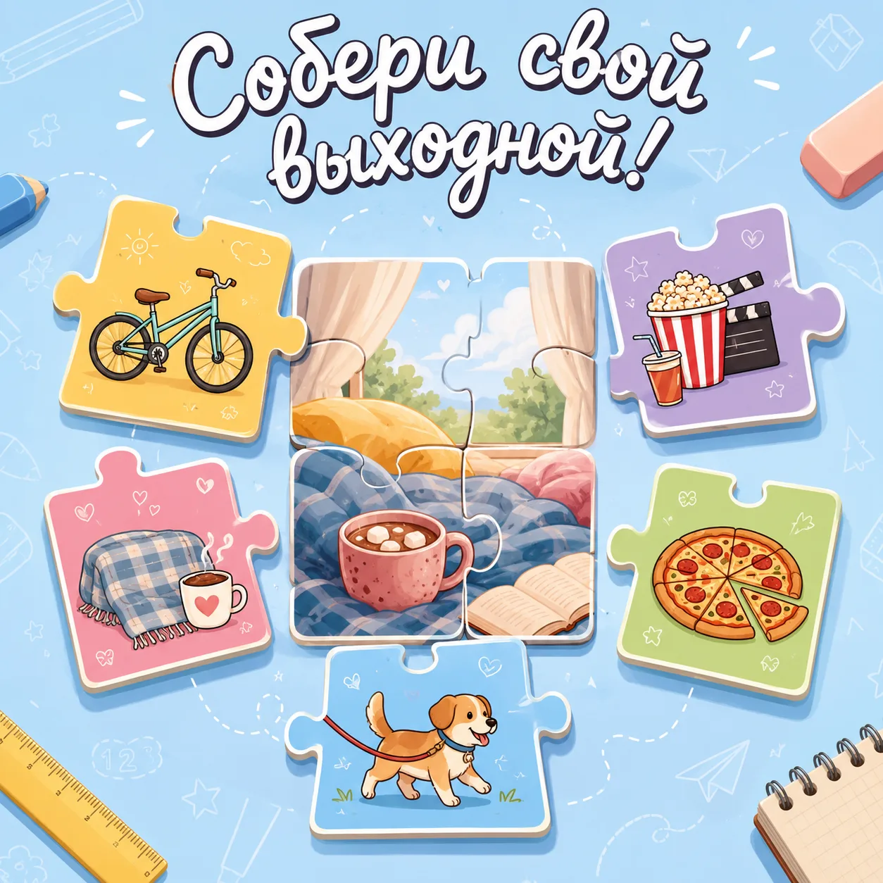 🧩Игра "СОБЕРИ ВЫХОДНОЙ"🧩

Доброе утро,  дорогие подписчики! Наступили долгожданные выходные, а на 