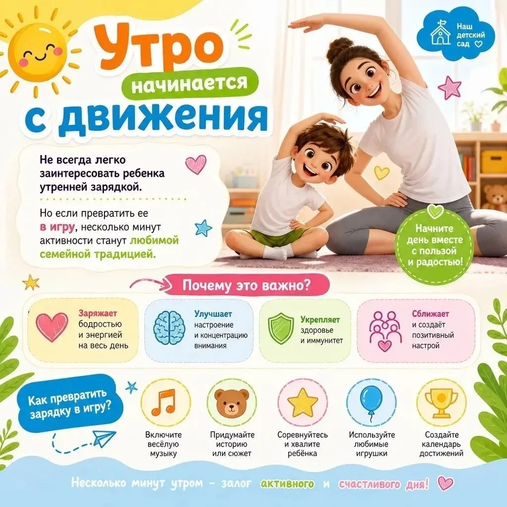Зарядка по утрам — залог хорошего дня!