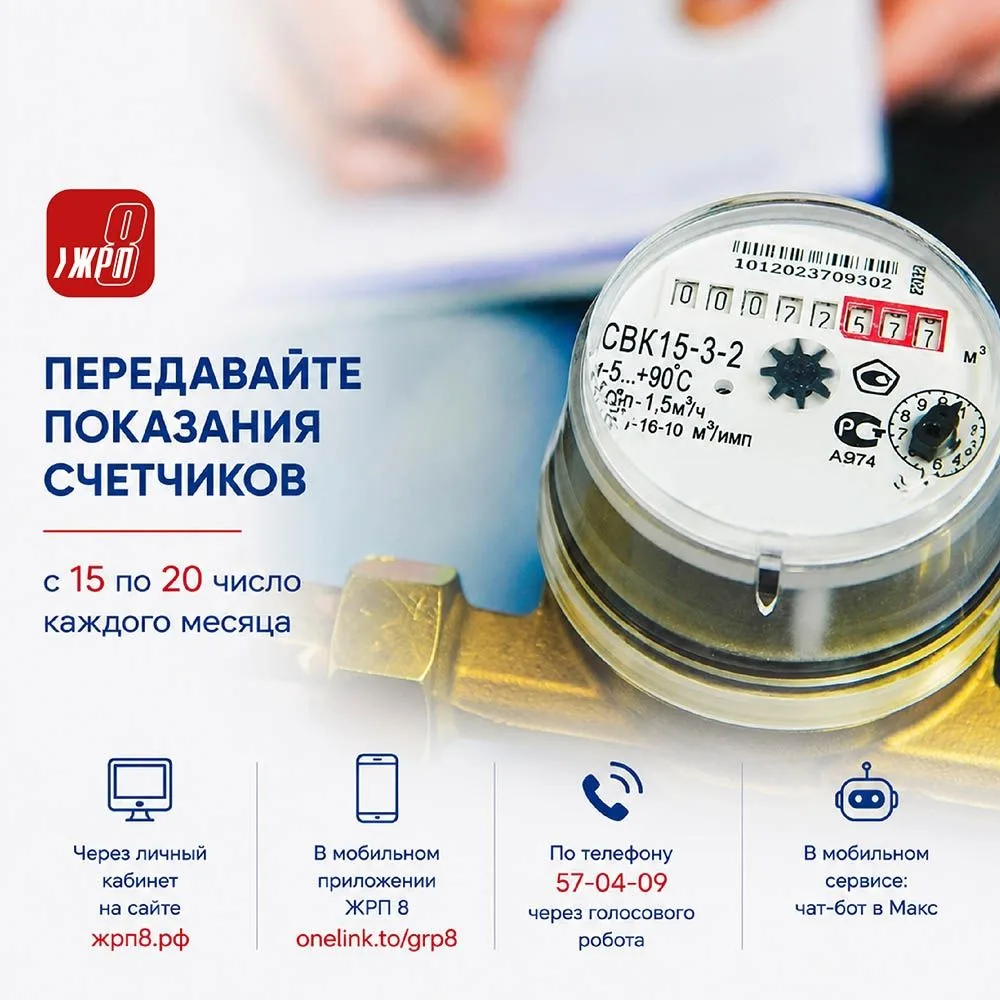 Уважаемые жители, время передавать показания счетчиков!