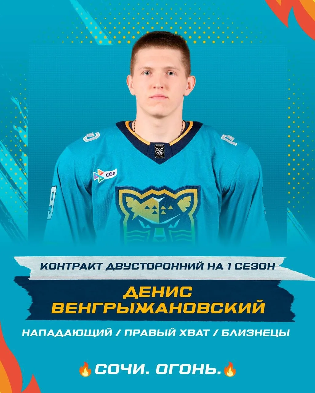 Форвард Денис Венгржановский подписал новый контракт с хоккейным клубом «Сочи».