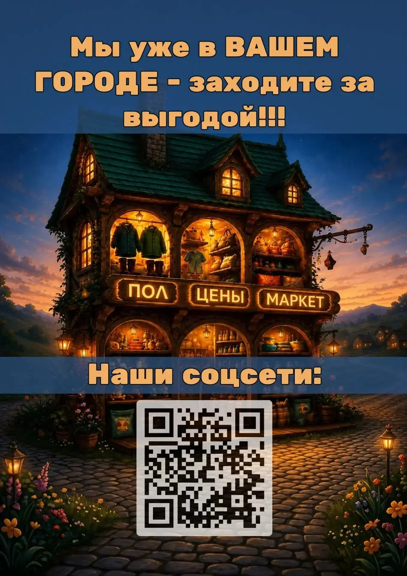 Полцены маркет уже в Вашем городе!