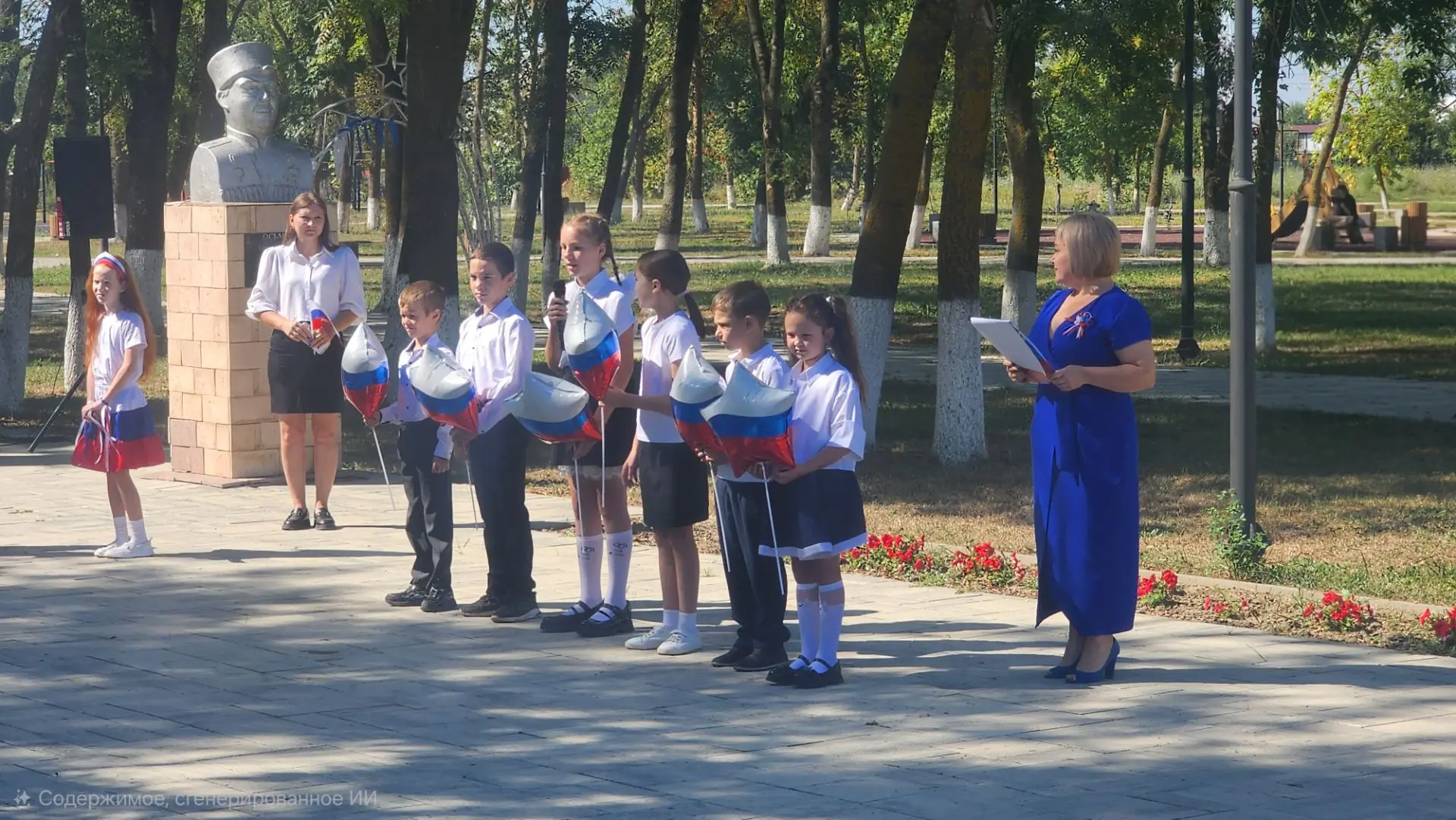 В ст. Мингрельской у мемориального комплекса воинам, погибшим в годы ВОВ, проведено тор...