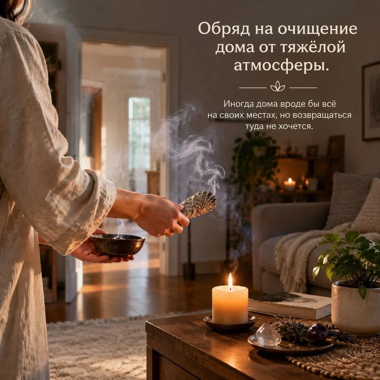 Обряд на очищение дома от тяжёлой атмосферы.