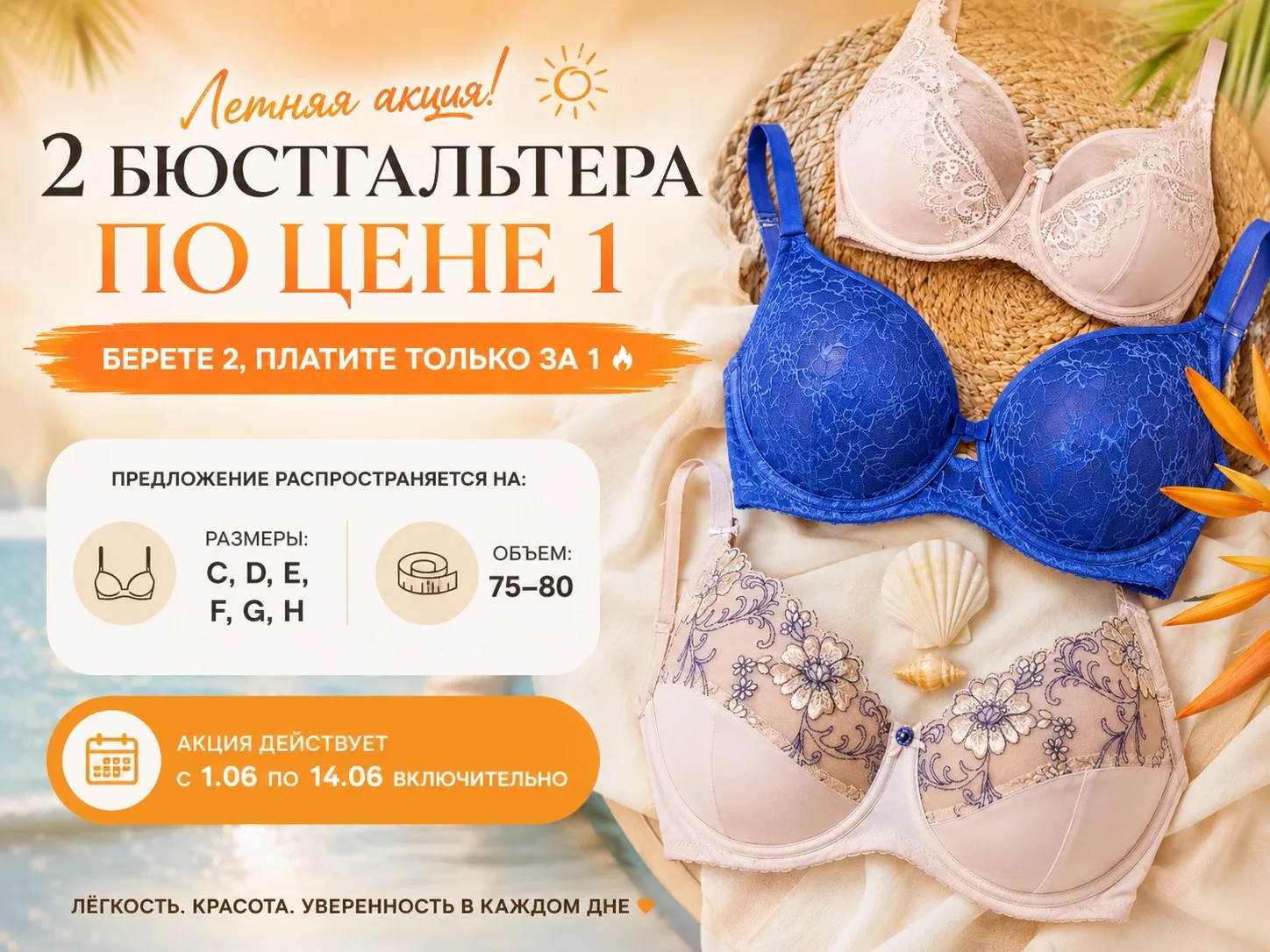 Берите 2, платите только за 1! Летняя акция на бюстгальтеры 🔥