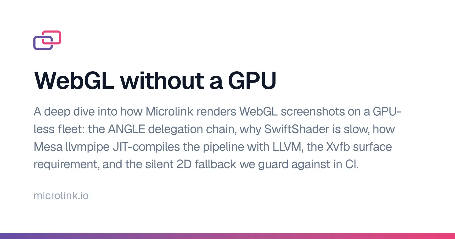 Headless Chrome: WebGL без GPU можно ускорить в 4 раза

Если скриншотите 3D-страницы на сервере без 