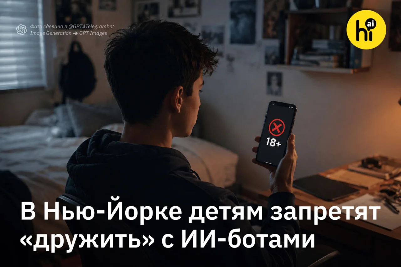 ✖️ В Нью-Йорке детям запретят «дружить» с ИИ-ботами

Законодательное собрание штата запретило
 предо