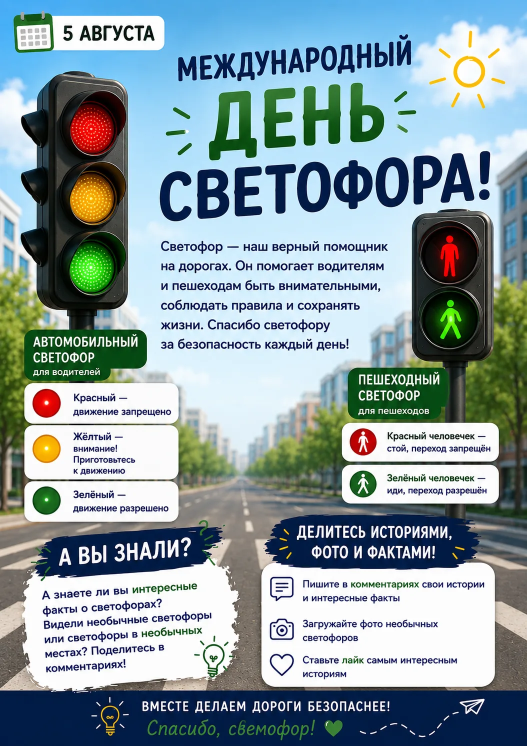 Небольшая подсказка, которая ежедневно помогает сохранять тысячи жизней, — светофор. 🚦