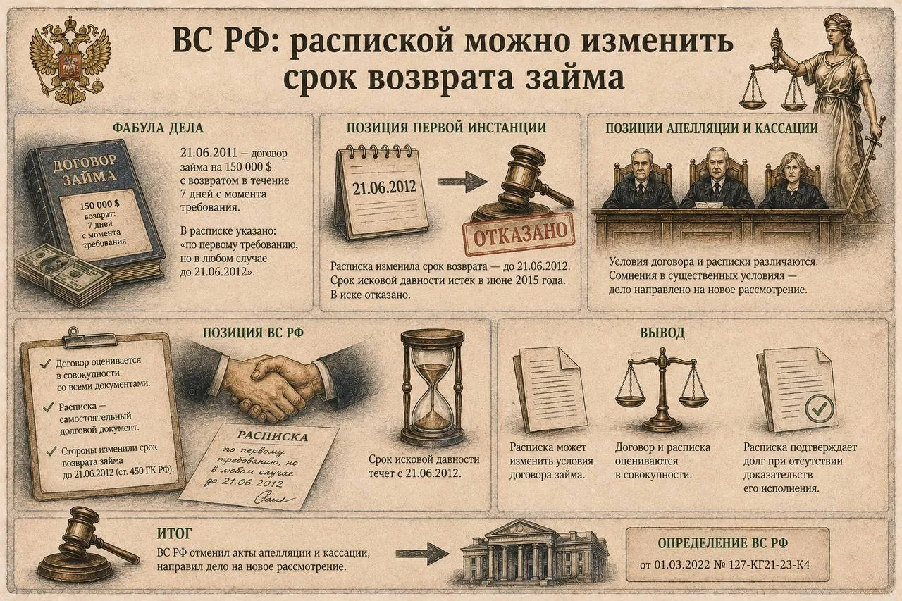 Верховный суд разъяснил, можно ли распиской изменить сроки возврата займа, установленны...