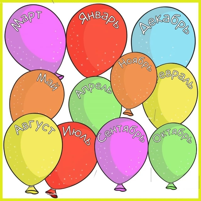🎈 Месяцы на шарах   ✔️ Для запоминания названия месяцев. ✔️ Для оформления классного уголка. Здесь п