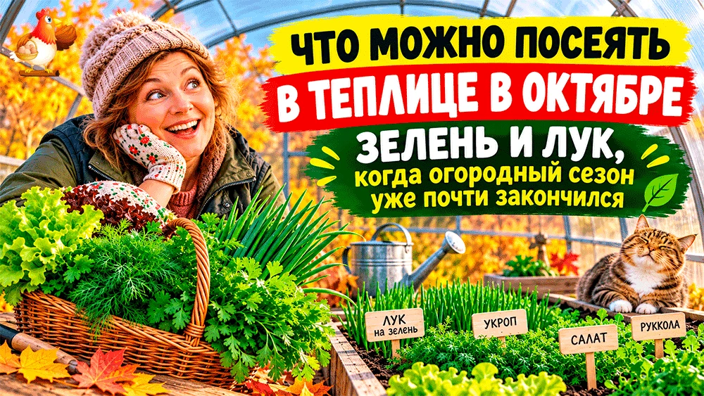 Что посеять в теплице в октябре, когда все уже закрыли сезон – зелень и лук, которые ещ...