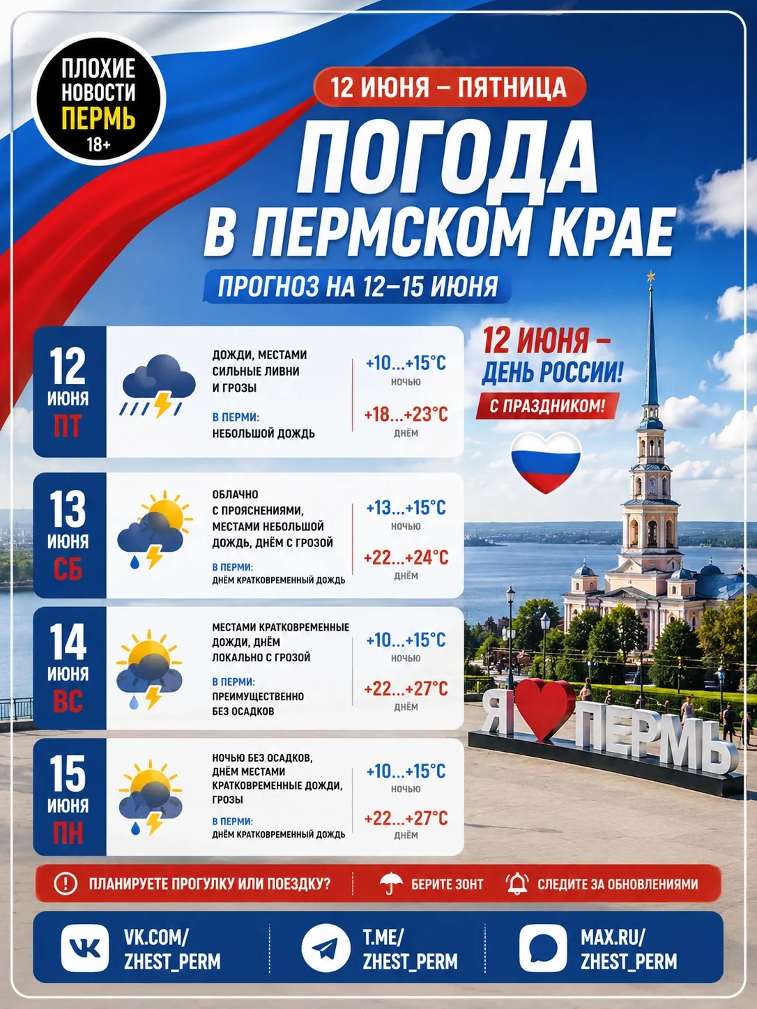 🌦 Какая погода ждёт жителей Пермского края в праздничные выходные