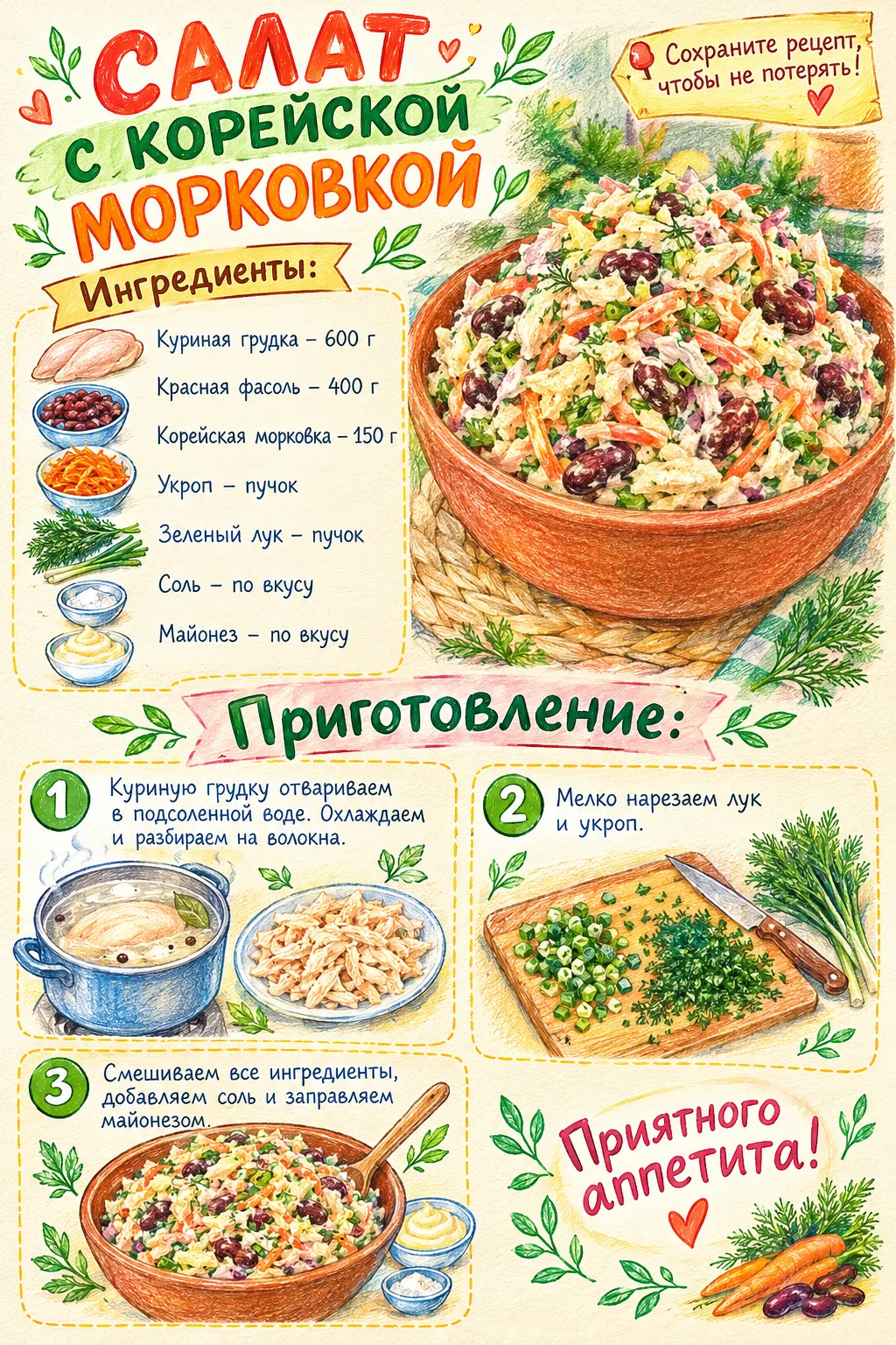 👨‍🍳 САЛАТ С КОРЕЙСКОЙ МОРКОВКОЙ