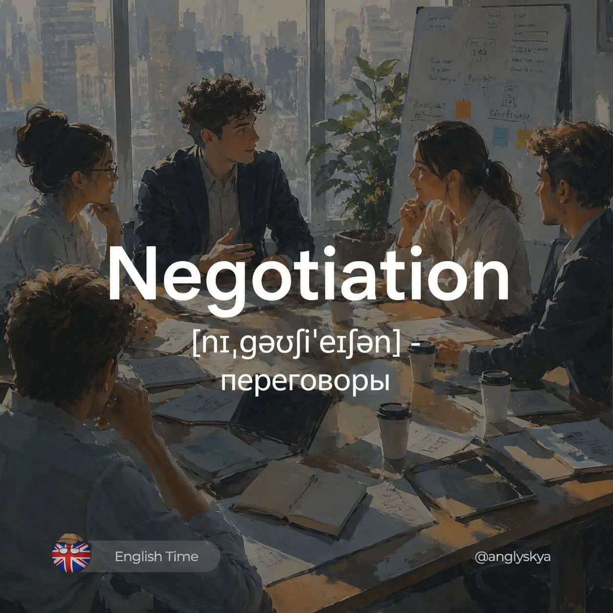 💬Negotiation (nɪˌɡəʊʃiˈeɪʃən) — переговоры

1. Bargaining (ˈbɑːɡənɪŋ) - торг
2. Compromise (ˈkɒmprə