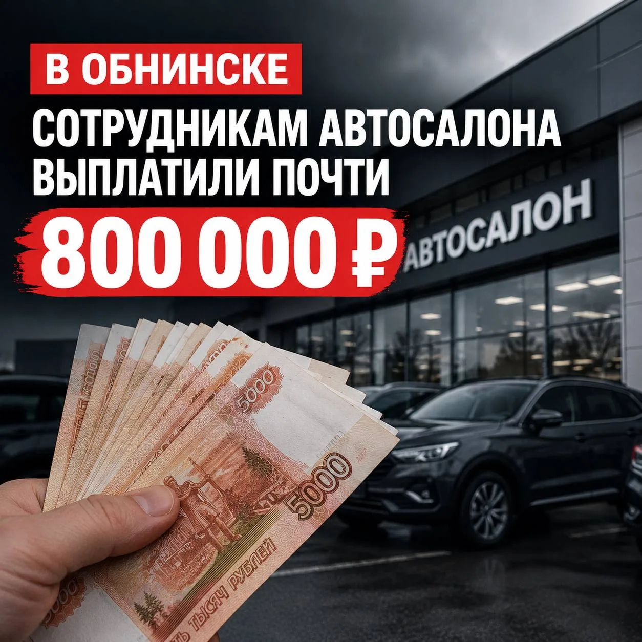 В Обнинске после уголовного дела сотрудникам автосалона выплатили почти 800 тысяч рублей