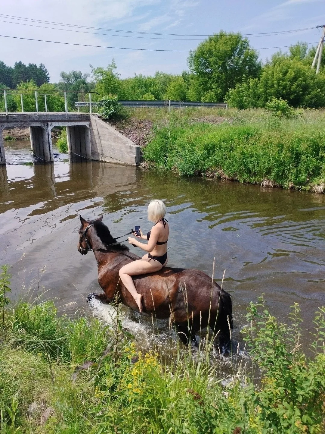 Уже и искупаться нормально нельзя, коней притащили. А если нагадят в воду, как убирать?