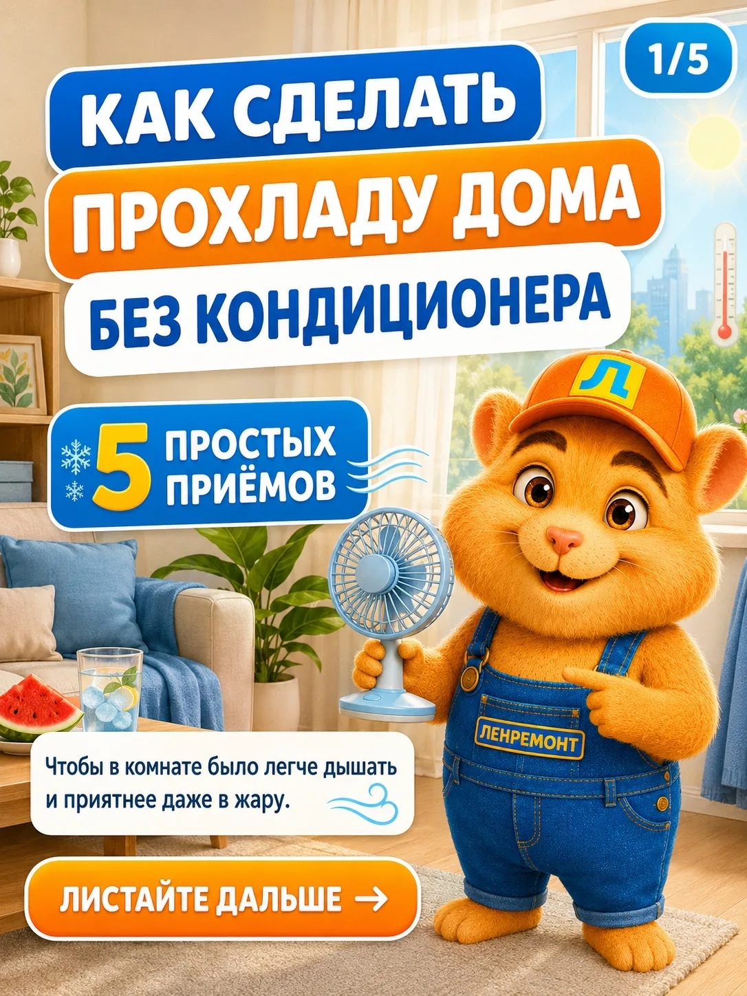 Дома жарко так, что даже стены будто нагрелись? 🥵