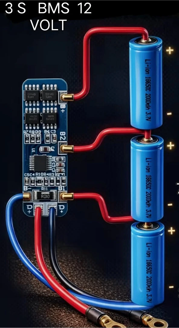 3S BMS модуль для подключения литий-ионных аккумуляторов.

BMS (Battery Management System) — электро