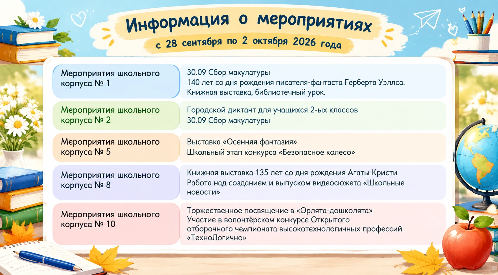 🎉 А вот и наши ближайшие школьные события! 🎉
