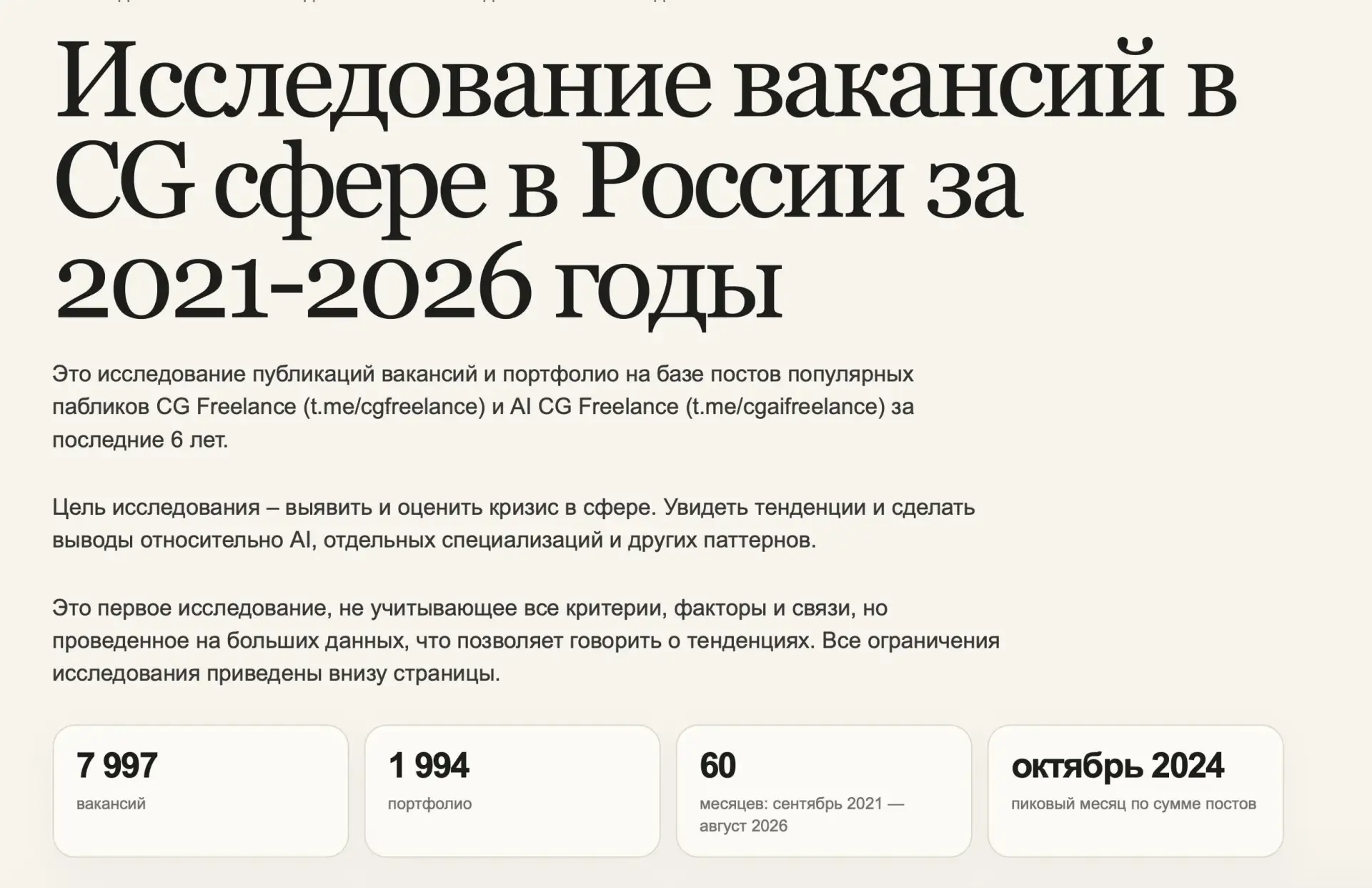 Первое исследование рынка труда в CG сфере за 2021-2026!