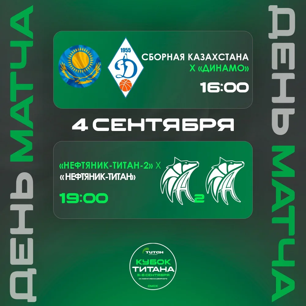 🏀 Сегодня нас ждёт второй игровой день международного турнира "Кубок Титана". В 16:00 ...