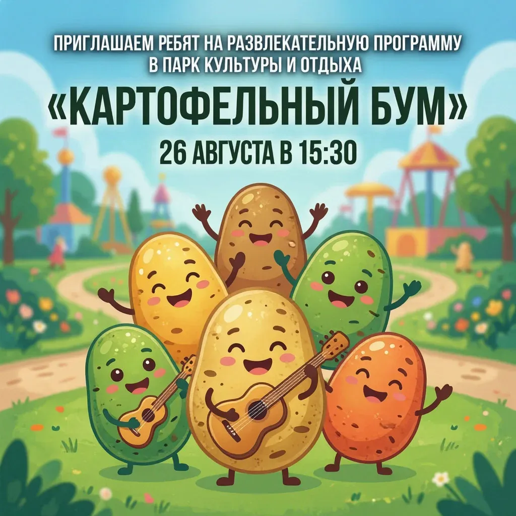 🥔🎉 Дорогие друзья! Приглашаем вас на развлекательную программу «Картофельный бум»! 🥔🎉