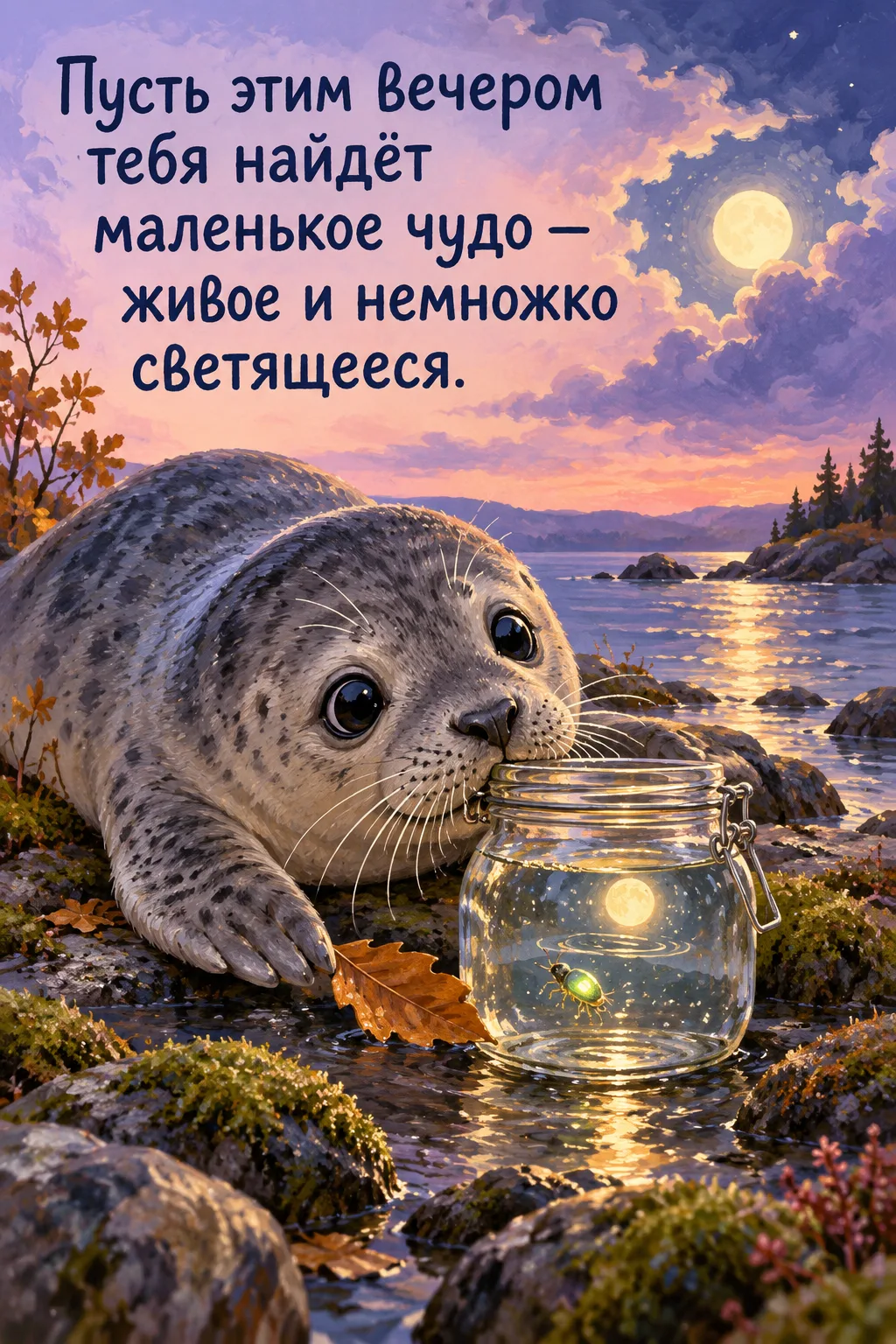 Помнишь банку, которую я прикатил к воде, чтобы поймать лунное отражение? Сегодня облак...