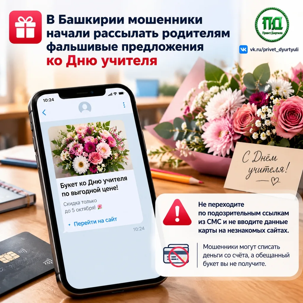 В Башкирии активизировались мошенники, рассылающие фальшивые предложения ко Дню учителя...