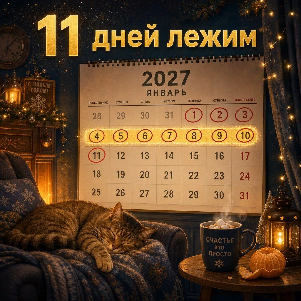 Новогодние каникулы в 2027 году — 11 дней