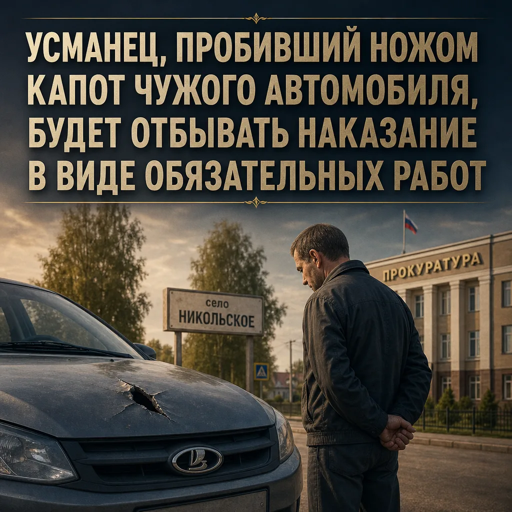 🔪Усманец, пробивший ножом капот чужого автомобиля, будет отбывать наказание в виде обя...
